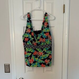 Lands' End Floral Tankini Top with Underwire Support